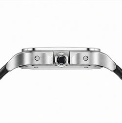Cartier Santos Skeleton Black Leather Strap Watch