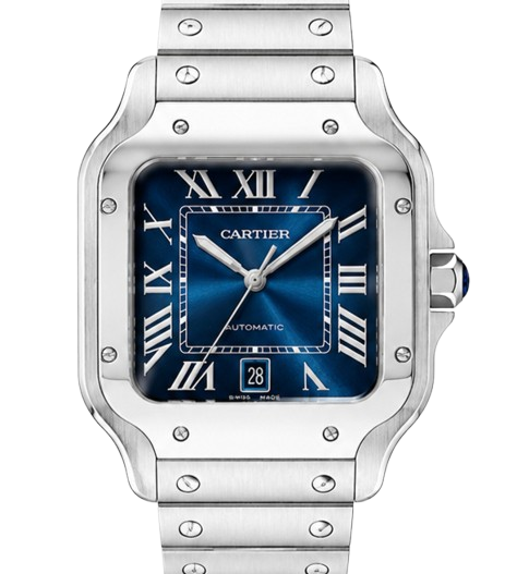 Cartier Santos Medium Blue Sunburst Dial Automatic