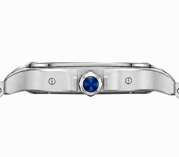 Cartier Santos Medium Blue Sunburst Dial Automatic
