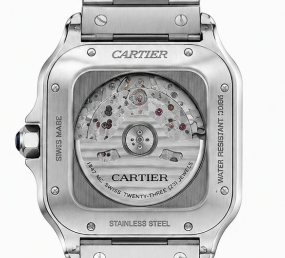Cartier Santos Automatic Black Dial Stainless Steel Watch