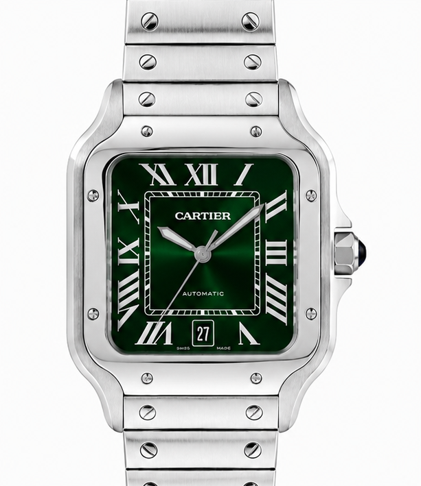 Cartier Santos Medium Green Sunburst Dial Automatic