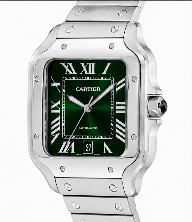 Cartier Santos Medium Green Sunburst Dial Automatic
