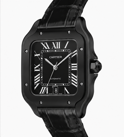 Cartier Santos Dumont Black ADLC Alligator Leather Watch