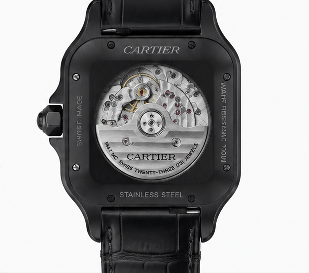 Cartier Santos Dumont Black ADLC Alligator Leather Watch